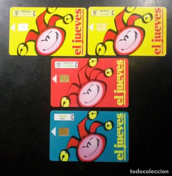 Cartes T&eacute;l&eacute;phoniques de collection: 2 TARJETA TELEF&Oacute;NICA-EL JUEVES-COLOR AMARILLA,1 TARJETA. EL JUEVES.COLOR AZUL.1 TARJETA COLOR ROJO