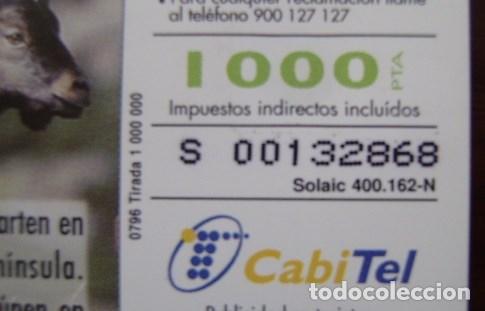 Cartes T&eacute;l&eacute;phoniques de collection: B 52 CABRA MONTESA - USADA 1&ordf; CALIDAD - NUMERACION EXTENDIDA - N&ordm; PEQUE&Ntilde;OS - A 309