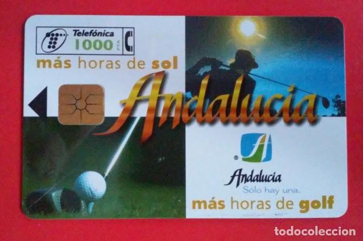 Sammlung von Telefonkarten: 1 TARJETA TELEFONICA DE CABINA USADA. ESPA&Ntilde;A TEMA:.ANDALUC&Iacute;A. SEDE DE LA RYDER CUP'1997.