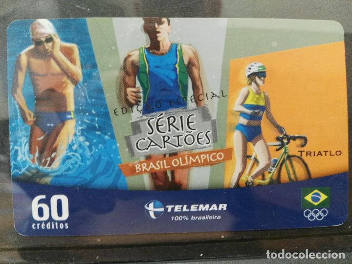 Tarjetas telef&oacute;nicas de colecci&oacute;n: BRASIL. TARJETA TELEFONICA. DEPORTES. TRIATHLON. CICLISMO. NATACION. ATLETISMO. USADA DE 60 CREDITOS