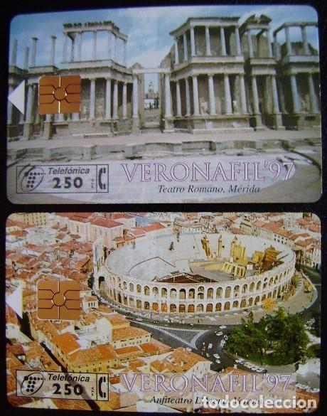 Sammlung von Telefonkarten: VERONAFIL 97 - SERIE 2 TARJETAS - P 296/97 - USADA 1&ordm; CALIDAD - A617