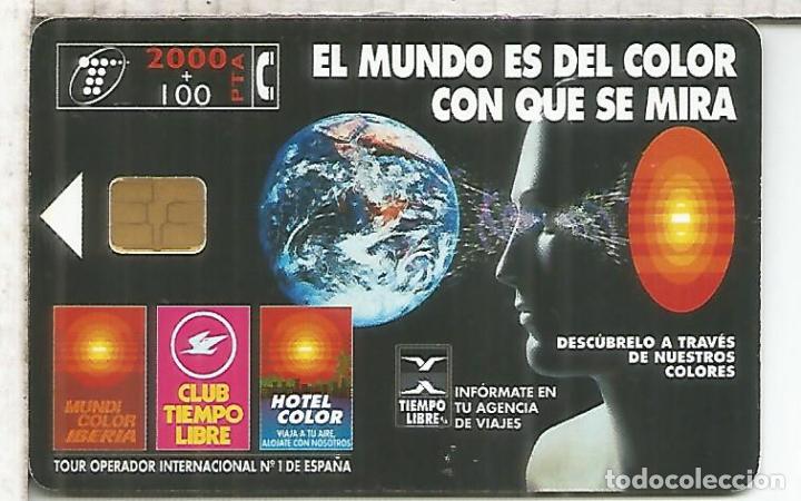 Tarjetas telef&oacute;nicas de colecci&oacute;n: TELEFONICA EL MUNDO ES DEL COLOR CON QUE SE MIRA SATELITE