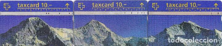 Collection telephone cards: PUZZLE DE 3 TARJETAS DE SUIZA DE UNAS MONTA&Ntilde;AS