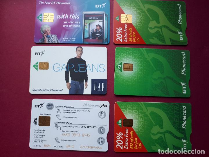 Tarjetas telef&oacute;nicas de colecci&oacute;n: Lote de seis tarjetas telef&oacute;nicas de BT
