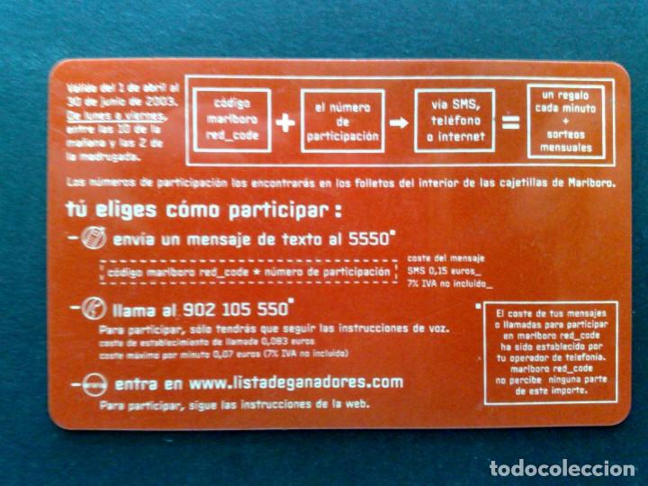 Tarjetas telef&oacute;nicas de colecci&oacute;n: TARJETA PERSONAL-MARLBORO-RED CODE - Foto 2