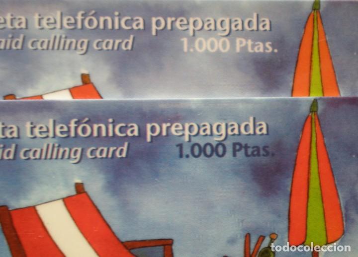 Tarjetas telef&oacute;nicas de colecci&oacute;n: PREPAGO RSLCOM - 2 TARJETAS USADA - DIA DE PLAYA - VARIANTE EN LAS 1000PTS - A821
