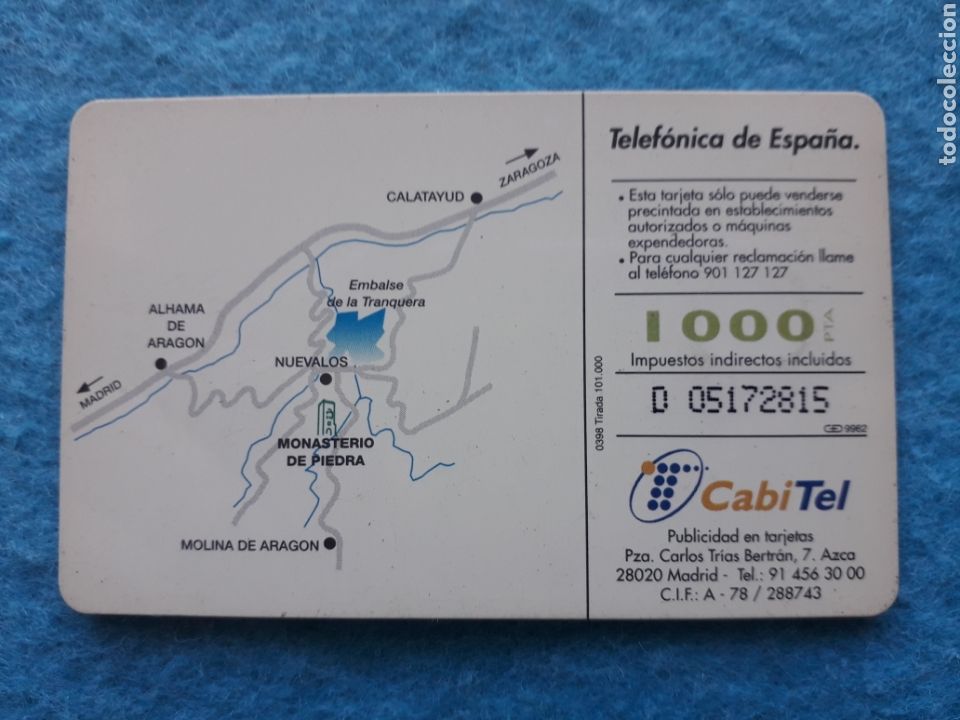 Tarjetas telef&oacute;nicas de colecci&oacute;n: Monasterio de piedra. Marzo de 1998. - Foto 2