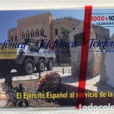 Tarjetas telefónicas de colección: TARJETA TELEFONICA ESPAÑOLA NUEVA PRECINTADA - DORSO EN FOTO ADIC - EJERCITO ESPAÑOL 2000+100