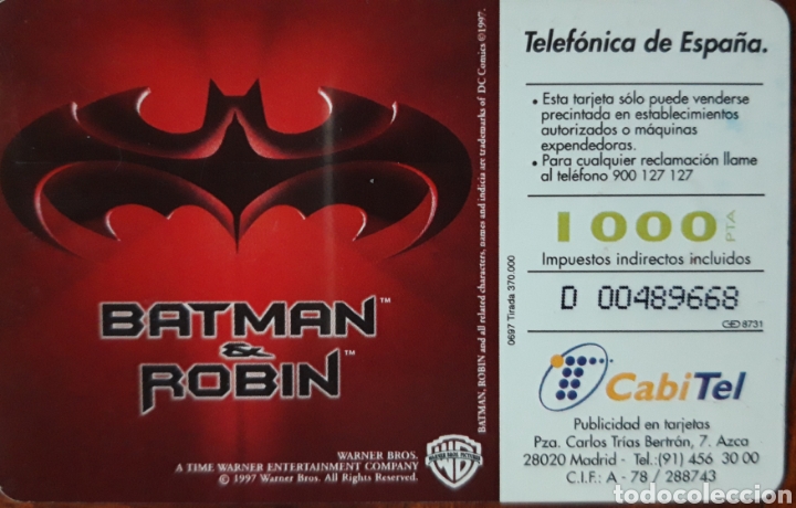 Tarjetas telef&oacute;nicas de colecci&oacute;n: TARJETA TELEFONICA BATMAN - Foto 2