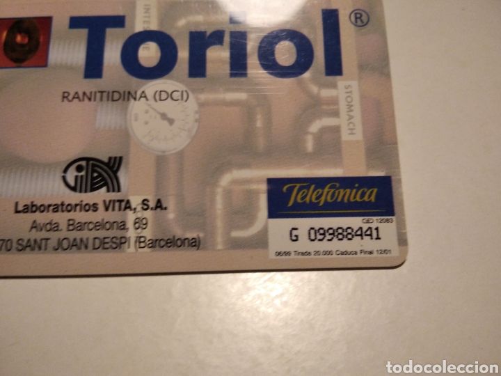 Tarjetas telef&oacute;nicas de colecci&oacute;n: Tarjeta telef&oacute;nica TORIOL - Foto 3