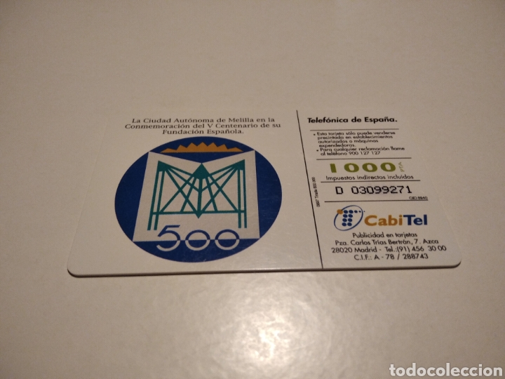 Tarjetas telef&oacute;nicas de colecci&oacute;n: Melilla - Foto 2