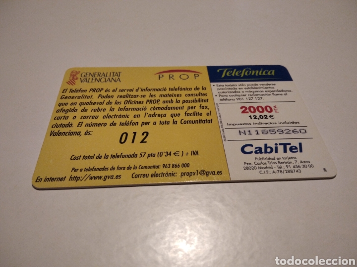 Tarjetas telef&oacute;nicas de colecci&oacute;n: Generalitat Valenciana inform&aacute;t - Foto 2