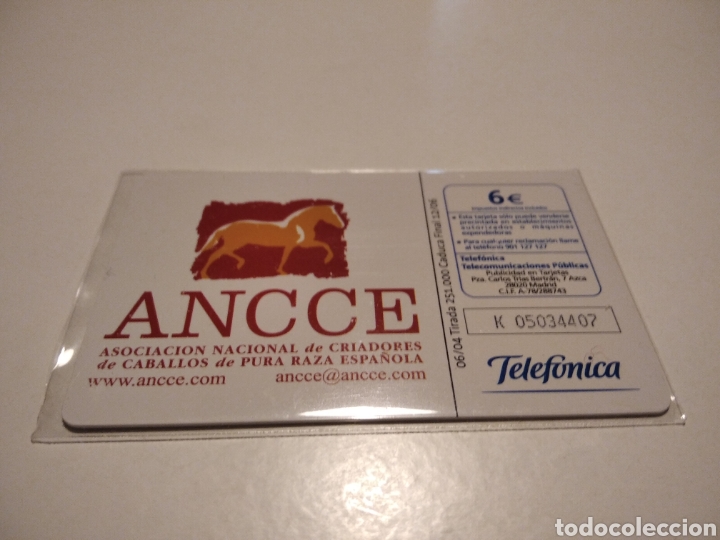 Tarjetas telef&oacute;nicas de colecci&oacute;n: Caballo espa&ntilde;ol - Foto 2