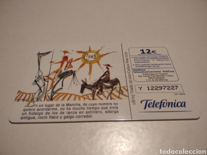 Tarjetas telef&oacute;nicas de colecci&oacute;n: IV centenario Don Quijote de la Mancha - Foto 3