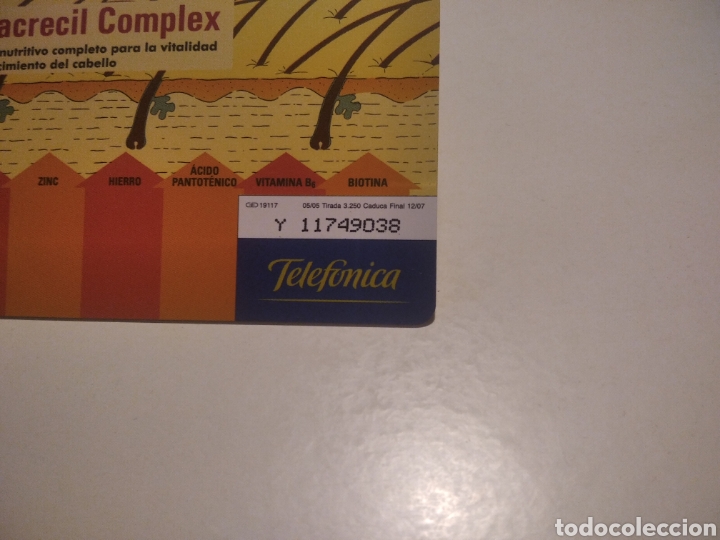 Tarjetas telef&oacute;nicas de colecci&oacute;n: Vitacrecil complex tirada 3.200 - Foto 3