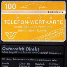 Tarjetas telefónicas de colección: TARJETA TELEFONICA USADA DE AUSTRIA AÑO 1.988. Lote 297276788