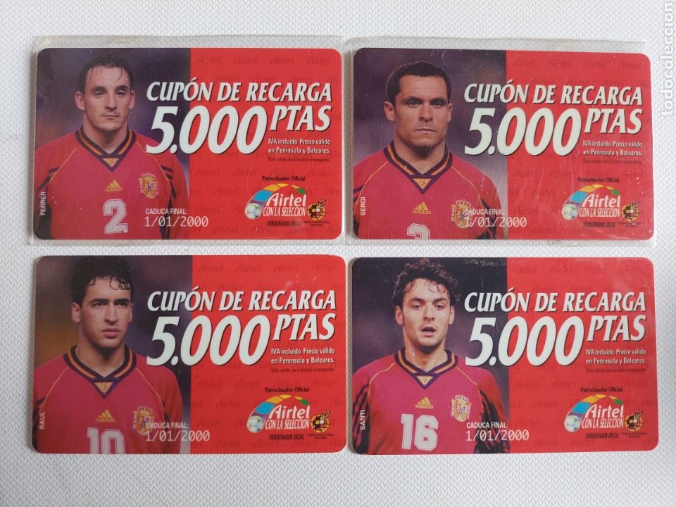 Tarjetas telef&oacute;nicas de colecci&oacute;n: Cuatro Tarjetas Telef&oacute;nicas Jugadores Selecci&oacute;n Espa&ntilde;ola de F&uacute;tbol