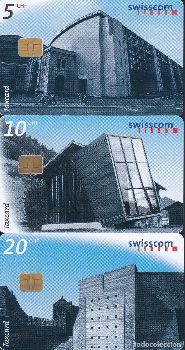 Tarjetas telef&oacute;nicas de colecci&oacute;n: SERIE COMPLETA DE 3 TARJETAS TELEFONICAS DE SUIZA DE EDIFICIOS - Foto 1