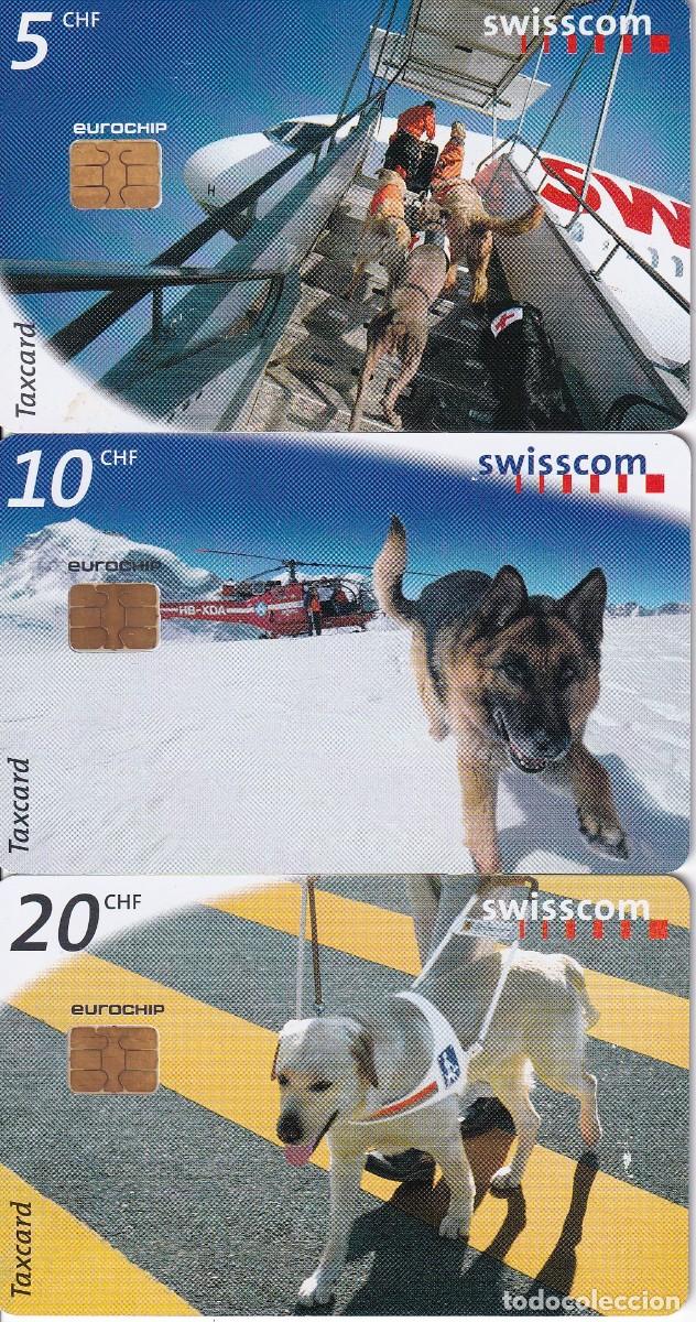 Sammlung von Telefonkarten: SERIE COMPLETA DE 3 TARJETAS TELEFONICAS DE SUIZA DE PERROS ADIESTRADOS