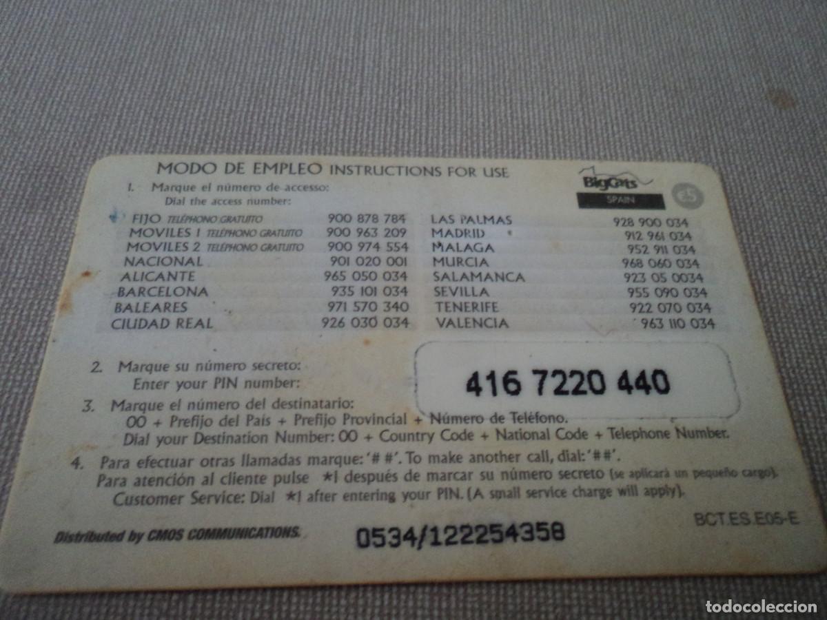 Tarjetas telef&oacute;nicas de colecci&oacute;n: TARJETA TELEFONICA, BIGCATS, 5 E. - Foto 2