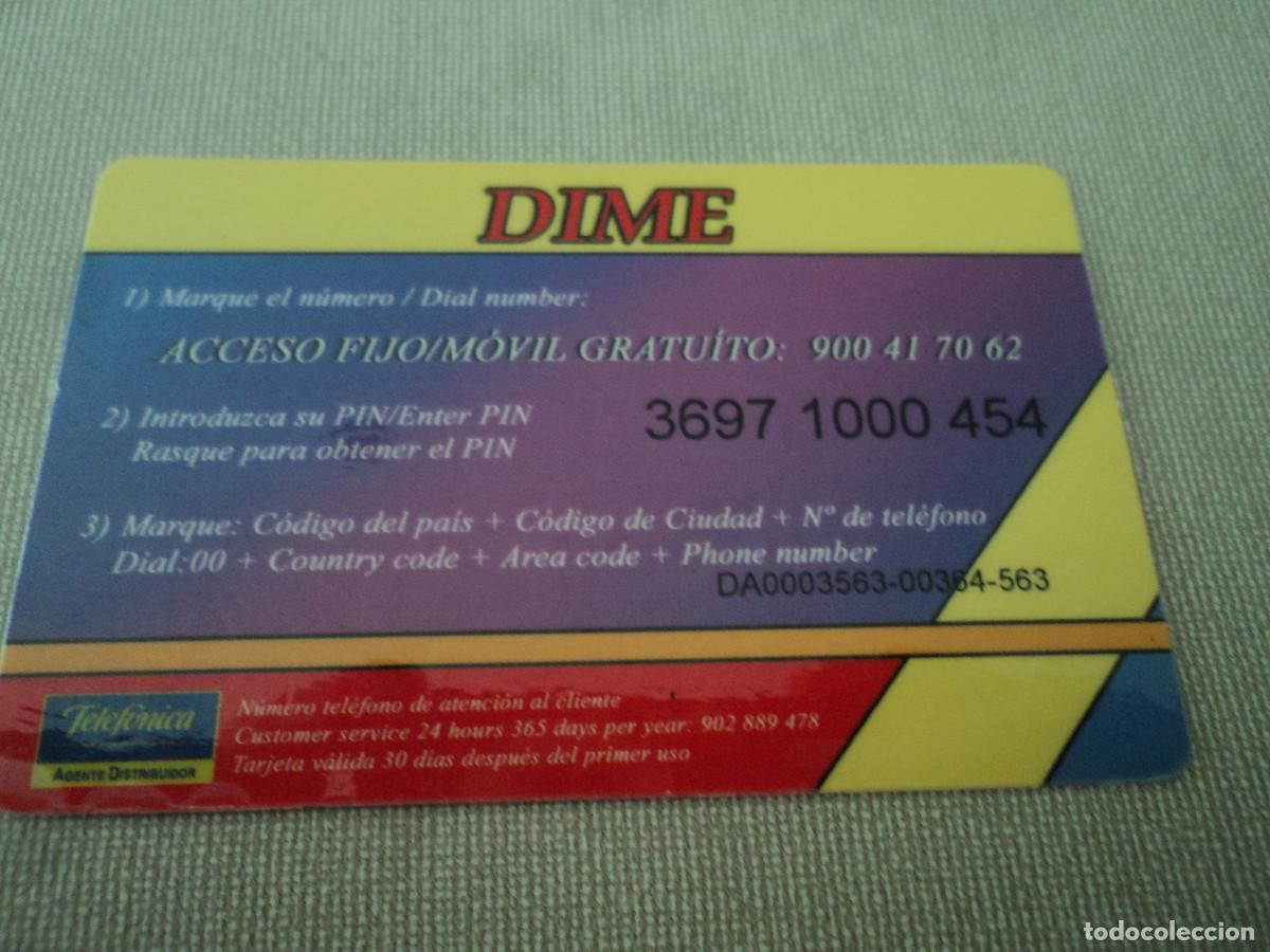 Tarjetas telef&oacute;nicas de colecci&oacute;n: TARJETA TELEFONICA, DIME, 5 E. - Foto 2