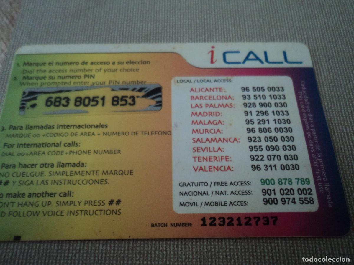 Tarjetas telef&oacute;nicas de colecci&oacute;n: TARJETA TELEFONICA, I CALL, 6 E - Foto 2