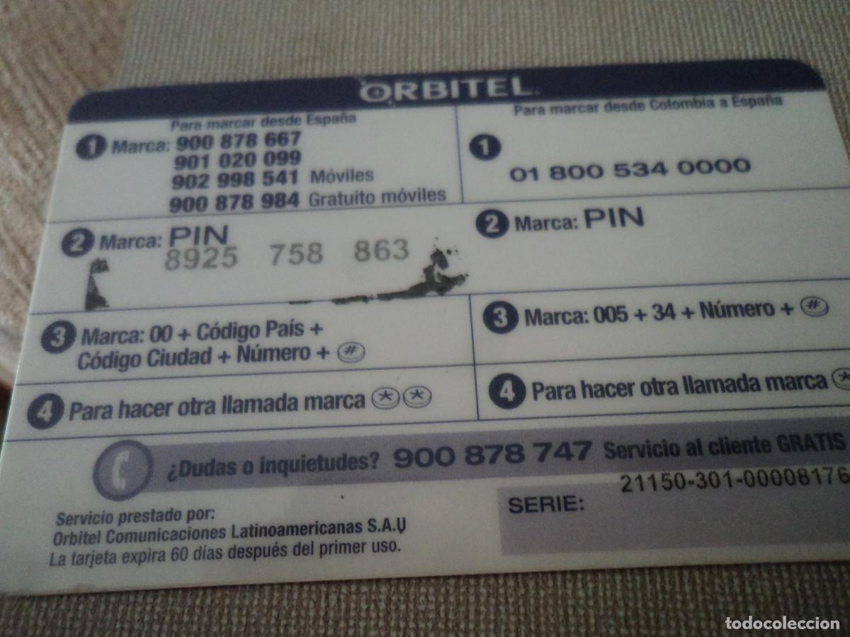 Tarjetas telef&oacute;nicas de colecci&oacute;n: TARJETA TELEFONICA, ORBITEL 6 E. - Foto 2
