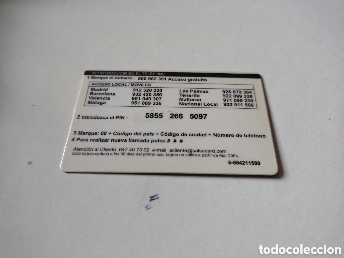 Tarjetas telef&oacute;nicas de colecci&oacute;n: Tarjeta telef&oacute;nica Salsa - Foto 2