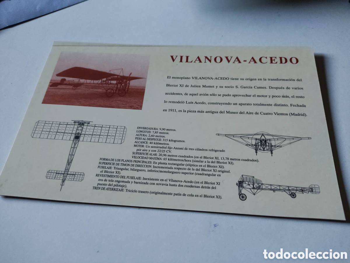 Tarjetas telef&oacute;nicas de colecci&oacute;n: Tarjeta Telef&oacute;nica F&oacute;lder El monoplano Vilanova -Acedo - Foto 2