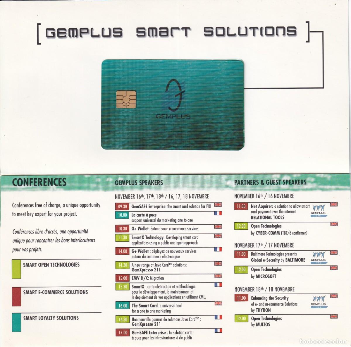 Tarjetas telef&oacute;nicas de colecci&oacute;n: FOLDER CON TARJETA DE GEMPLUS SMART SOLUTIONS - CARTES 99 - Foto 1