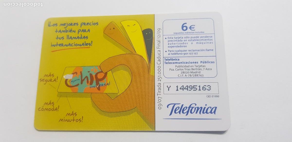 Tarjetas telef&oacute;nicas de colecci&oacute;n: CHIP, TIRADA 251.000 - Foto 2