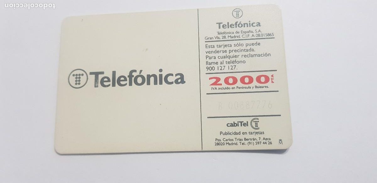 Tarjetas telef&oacute;nicas de colecci&oacute;n: TELEFONICA 2000 PESETAS, TIRADA - Foto 2