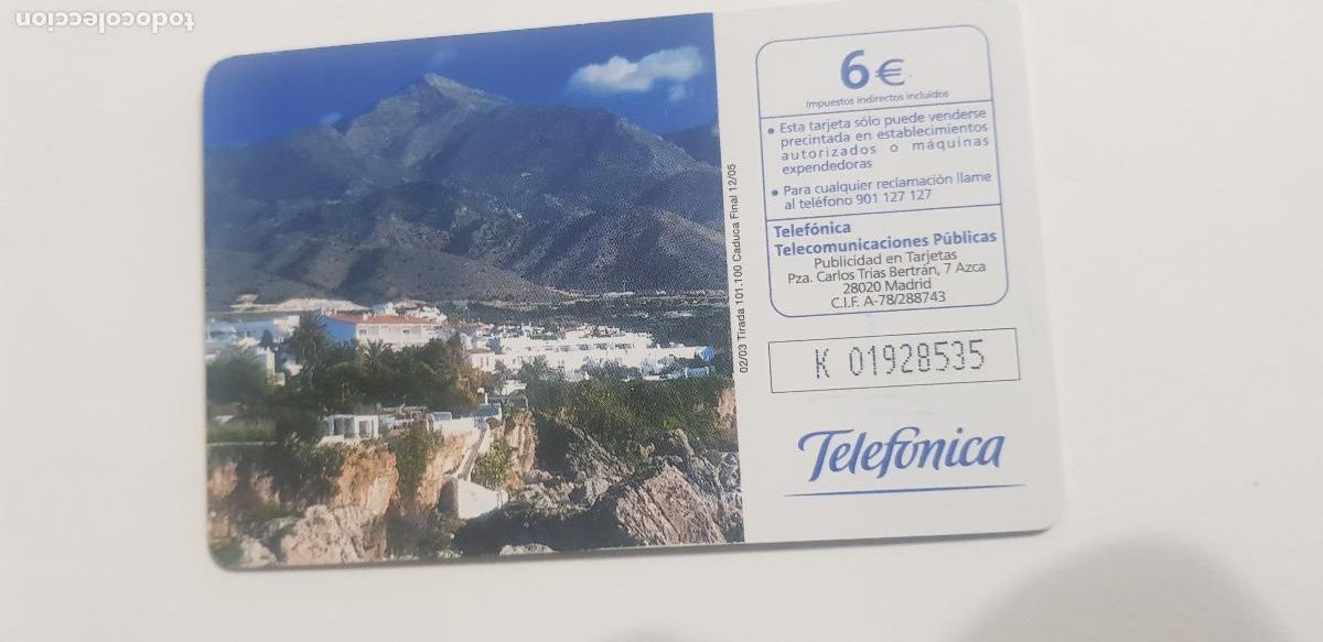 Tarjetas telef&oacute;nicas de colecci&oacute;n: NERJA COSTA DEL SOL ., TIRADA 101.100 - Foto 2