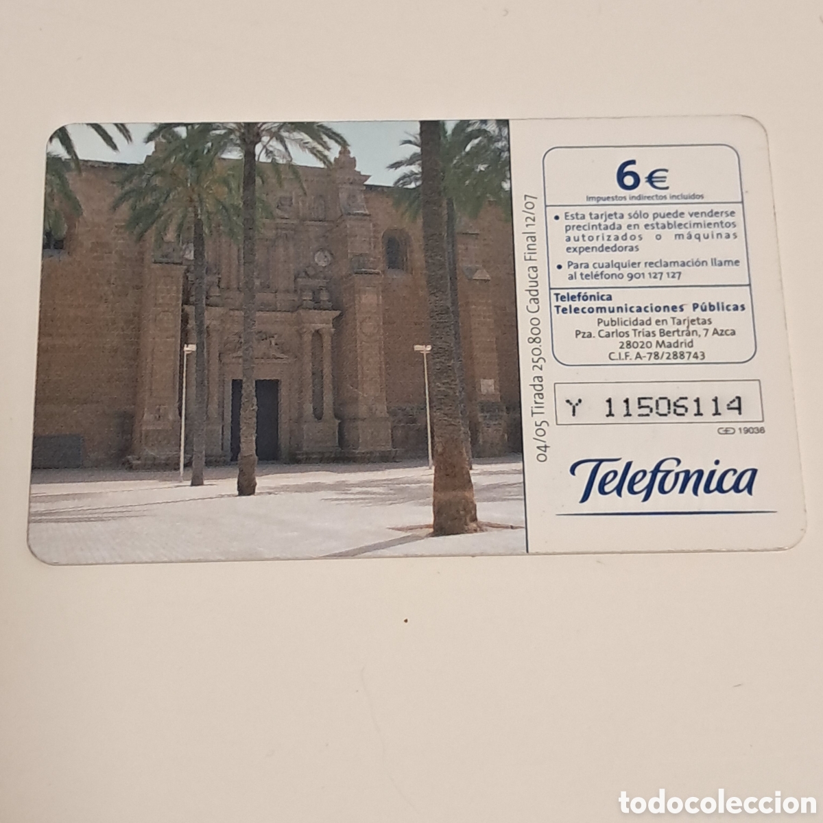 Tarjetas telef&oacute;nicas de colecci&oacute;n: Targeta telef&oacute;nica ALMER&Iacute;A 6&euro; - Foto 2