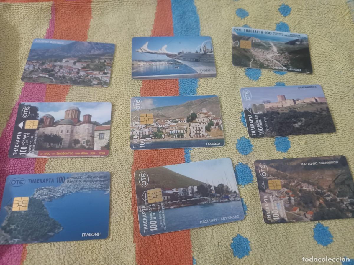 Tarjetas telef&oacute;nicas de colecci&oacute;n: lote de 9 tarjetas telef&oacute;nicas de OTE Grecia. Incluyen paisajes y monumentos.