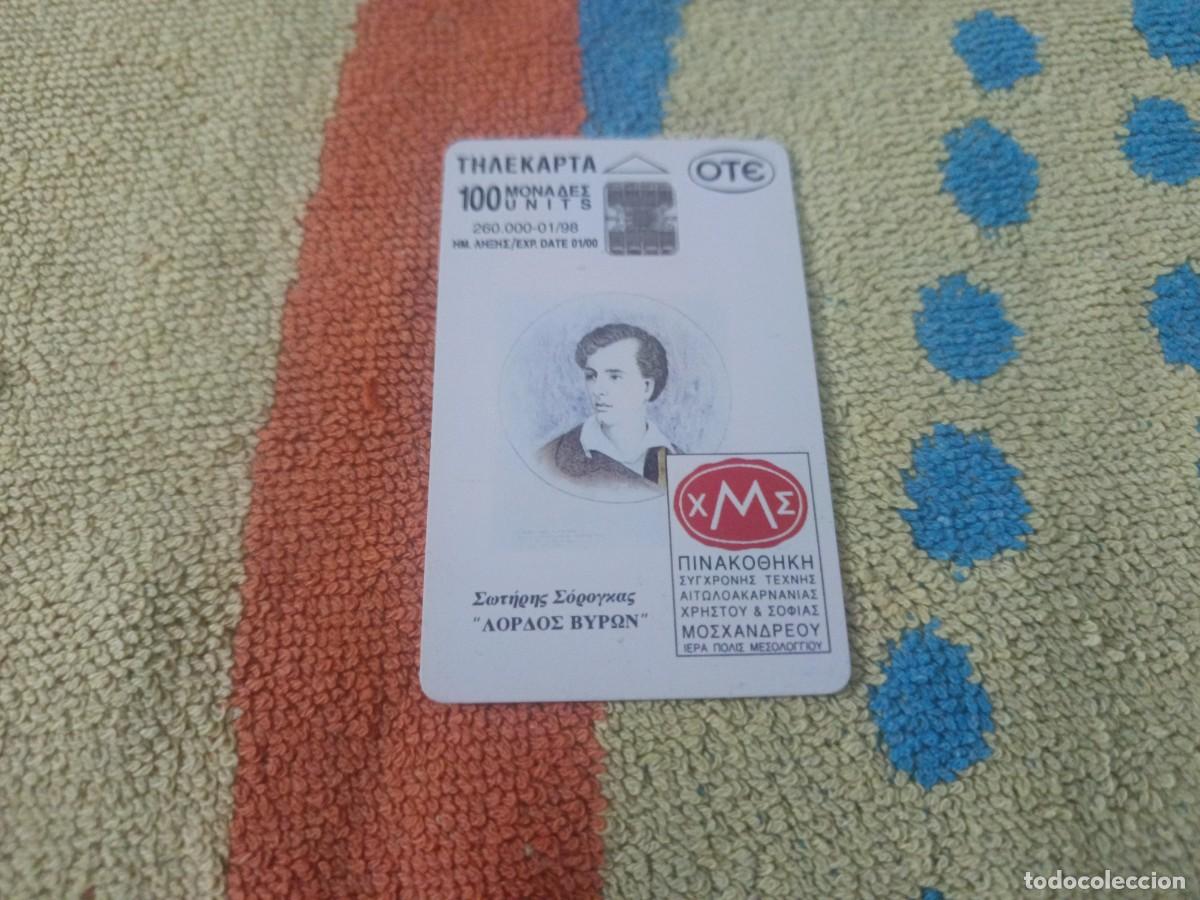 Tarjetas telef&oacute;nicas de colecci&oacute;n: Tel&eacute;carte de OTE con 100 unidades, con la imagen de Lord Byron.