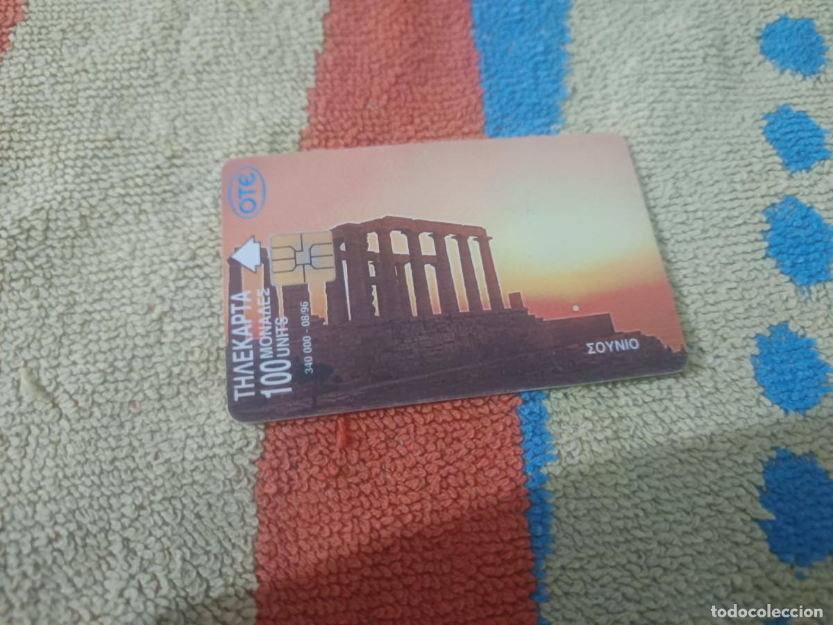 Tarjetas telef&oacute;nicas de colecci&oacute;n: Tarjeta telef&oacute;nica de OTE con el Templo de Poseid&oacute;n en Sounio.