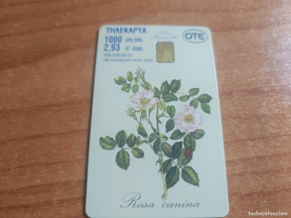 Tarjetas telef&oacute;nicas de colecci&oacute;n: Tarjeta dE TELEFONICAS-la flor Rosa canina..N.GRECIA