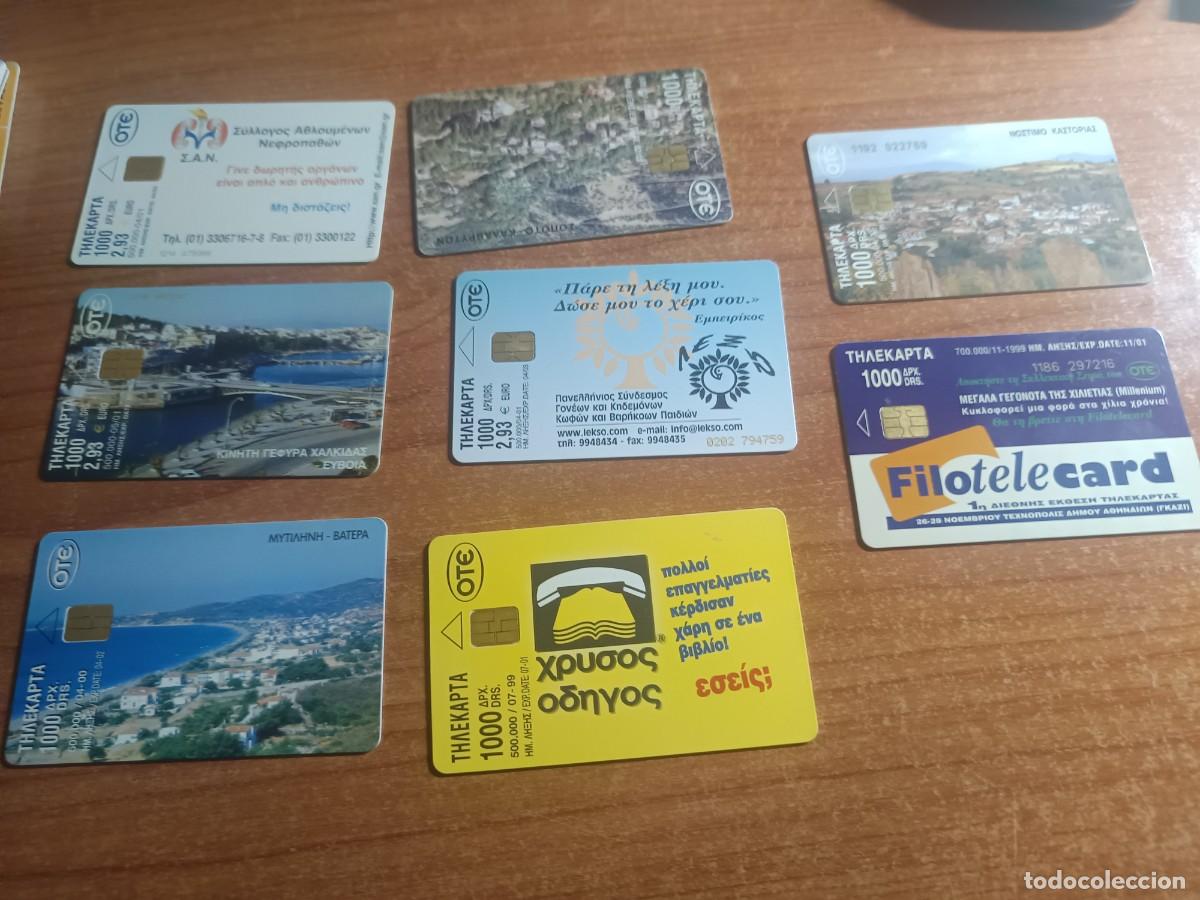 Tarjetas telef&oacute;nicas de colecci&oacute;n: 7 tarjetas telef&oacute;nicas de Grecia, con im&aacute;genes de sitios hist&oacute;ricos y paisajes.