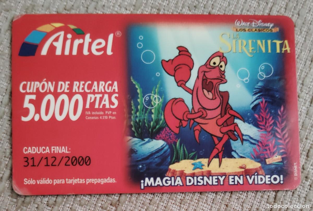 Tarjetas telef&oacute;nicas de colecci&oacute;n: Tarjeta telef&oacute;nica. Airtel. Disney. La Sirenita