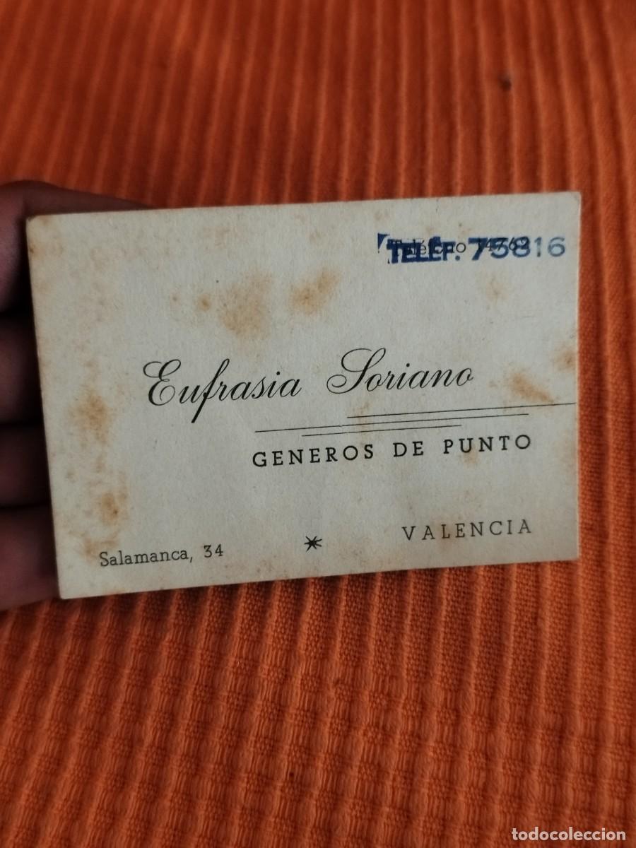 Tarjetas telef&oacute;nicas de colecci&oacute;n: Antigua tarjeta de visita. Eufrasia Soriano, valencia. Generos de punto.