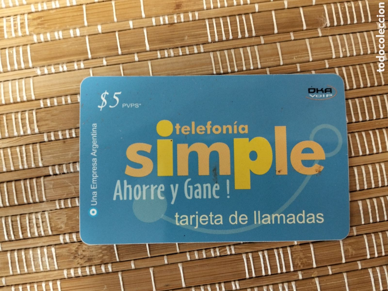 Carte telefoniche di collezione: Tarjeta telef&oacute;nica de llamadas telefon&iacute;a simple ahorre y gane 5 $ &iquest;A&ntilde;o 2000 aproximadamente?