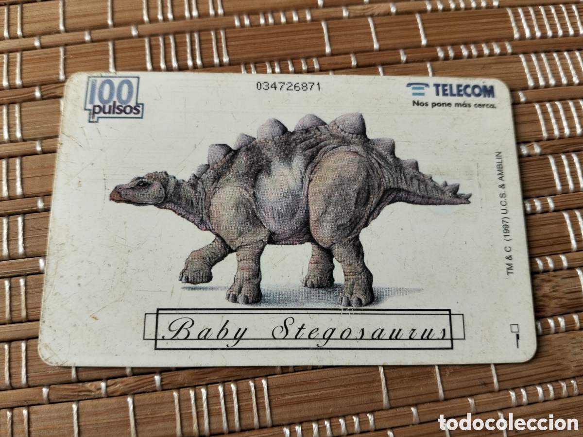 Tarjetas telef&oacute;nicas de colecci&oacute;n: Tarjeta llamadas telef&oacute;nica telecom argentina 100 pulsos baby stegosaurus el mundo perdido jurassic