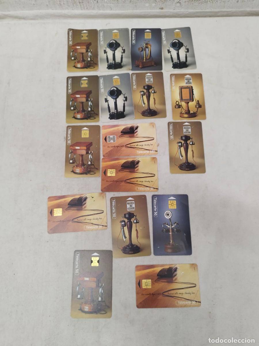 Tarjetas telef&oacute;nicas de colecci&oacute;n: Lote de 17 tarjetas telef&oacute;nicas telecom francia. Historia del telefono 1880.