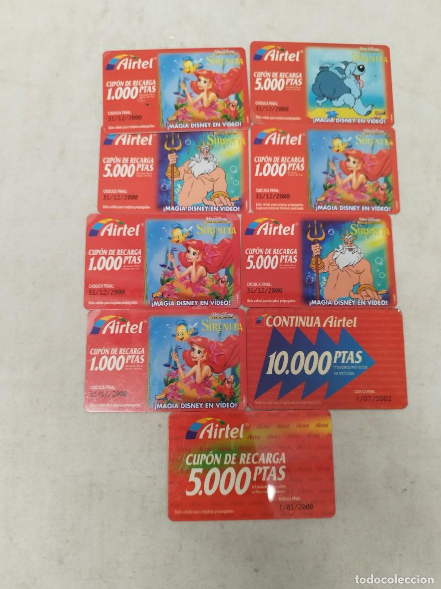 Tarjetas telef&oacute;nicas de colecci&oacute;n: Lote de 9 tarjetas telef&oacute;nicas Airtel. 7 son de Disney.