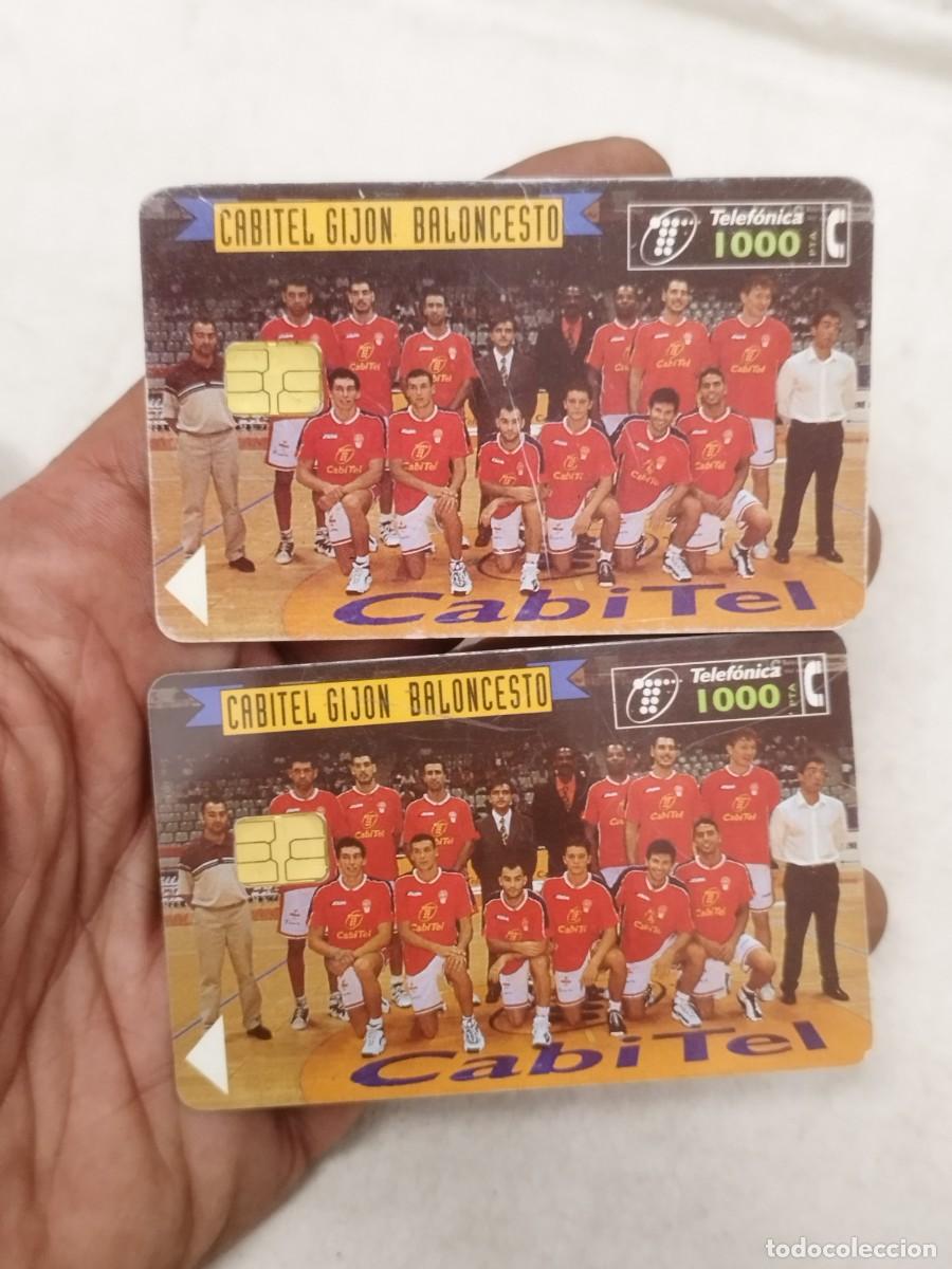 Tarjetas telef&oacute;nicas de colecci&oacute;n: 2 tarjetas telef&oacute;nicas espa&ntilde;olas. Baloncesto equipo de Gij&oacute;n. Telefonica, Movistar.
