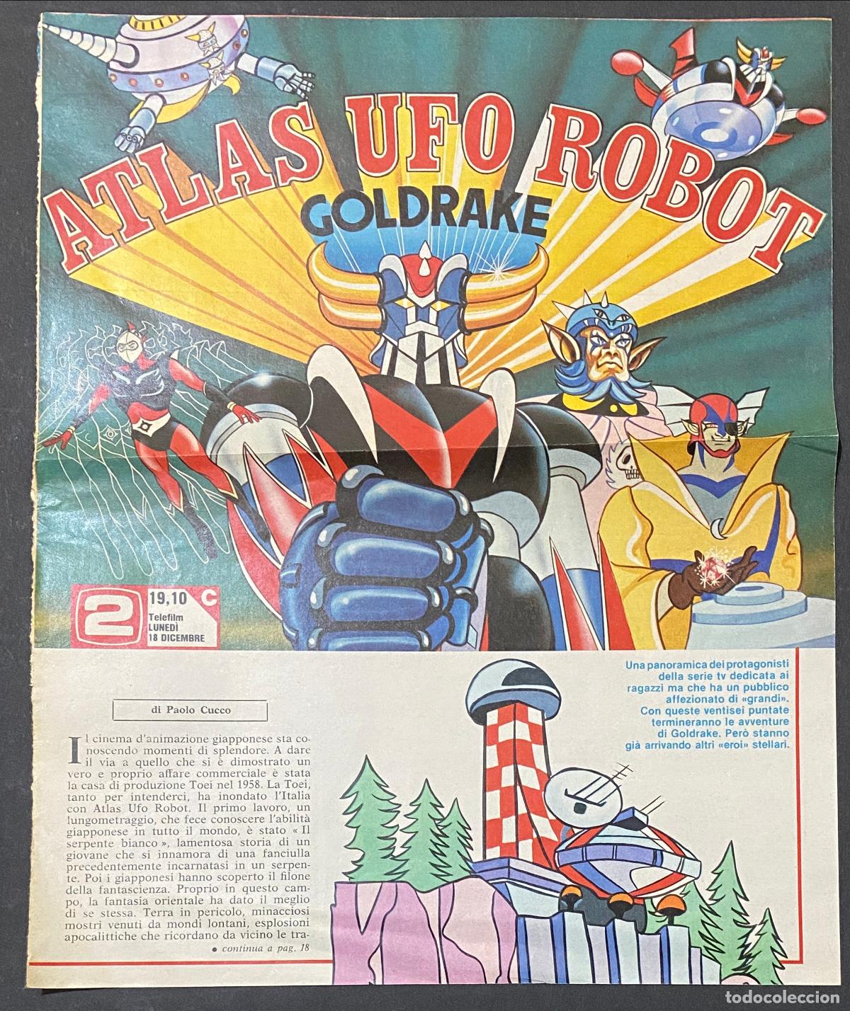 Tarjetas telef&oacute;nicas de colecci&oacute;n: Goldrake Atlas Ufo Robot Poster Inserto TV Sorrisi e Canzoni 1978 GD - TV Sorrisi e Canzoni