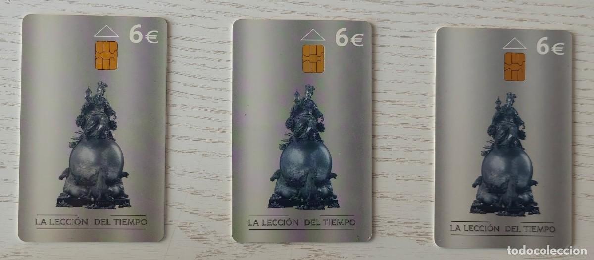 Tarjetas telef&oacute;nicas de colecci&oacute;n: LOTE DE 3 TARJETAS TELEF&Oacute;NICAS PREPAGO DE 6&euro; DE TELEF&Oacute;NICA DE ESPA&Ntilde;A - La lecci&oacute;n del tiempo