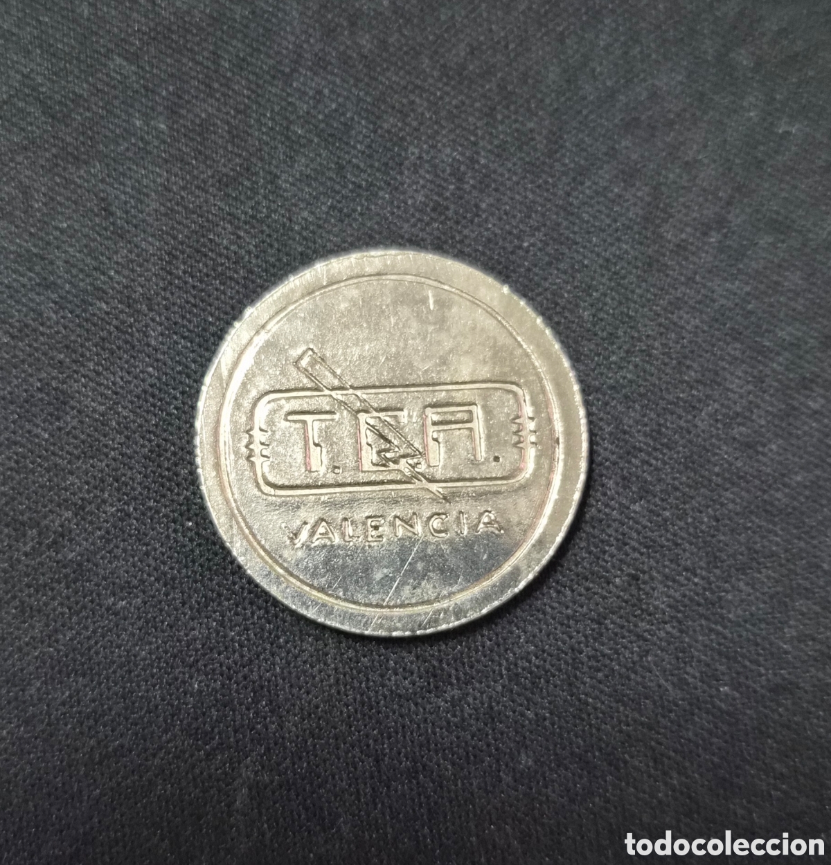 Tarjetas telef&oacute;nicas de colecci&oacute;n: Ficha telef&oacute;nica T.E.F. Valencia &ndash; Antigua ficha de tel&eacute;fono p&uacute;blico