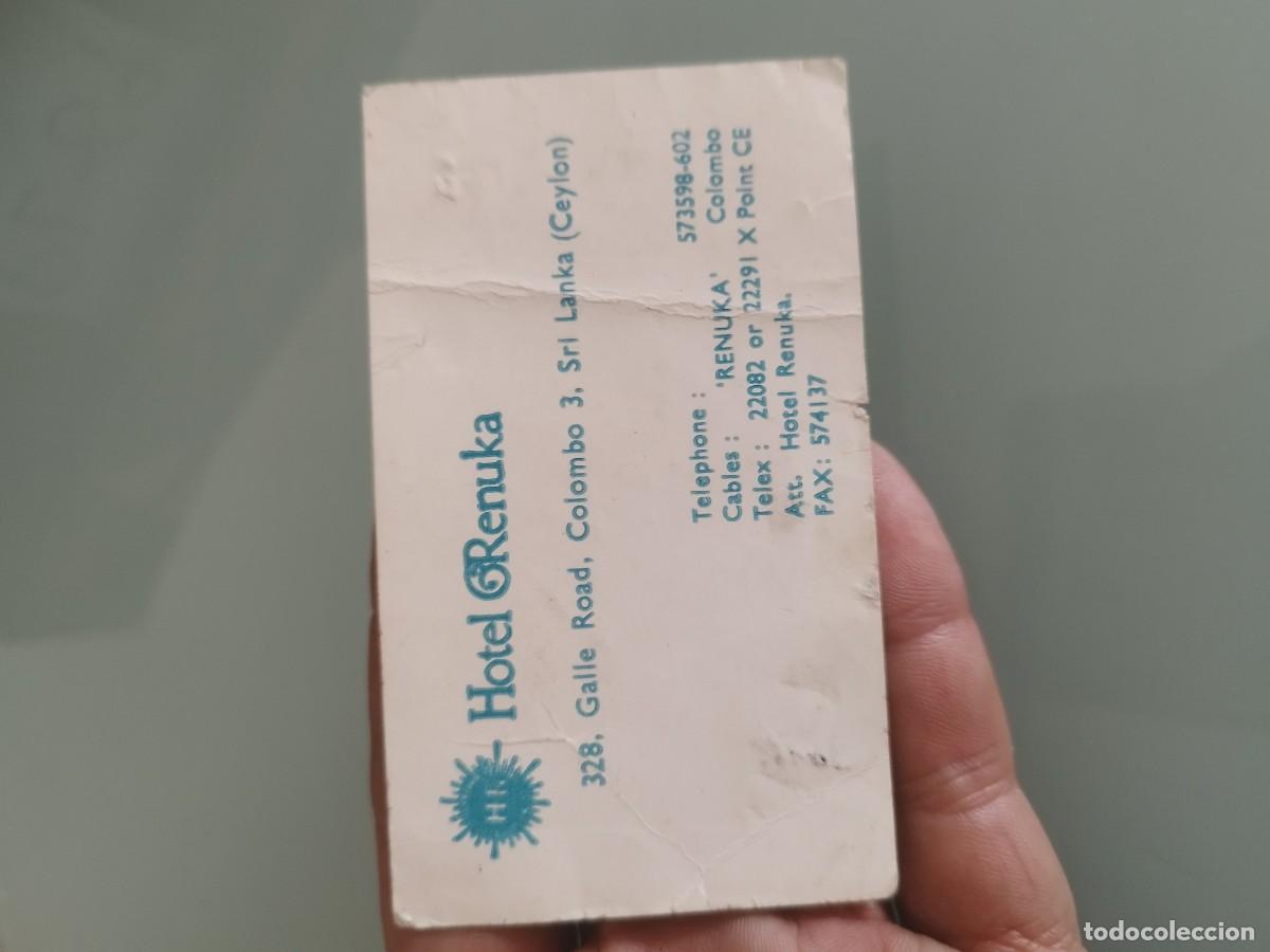 Tarjetas telef&oacute;nicas de colecci&oacute;n: tarjeta de visita o de contacto antigua del Hotel Renuka, Sri Lanka.